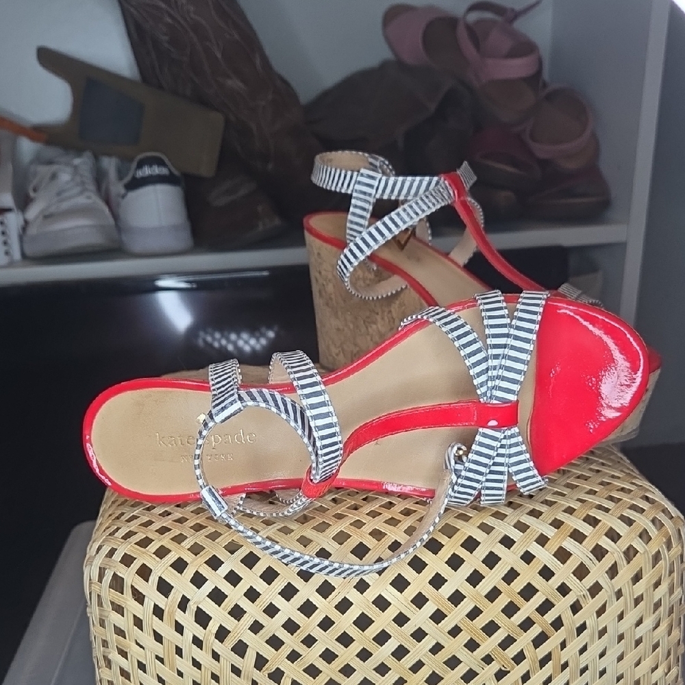 Kate Spade Red, White and Blue Striped Wedges💙❤️🤍 - Picture 2 of 5